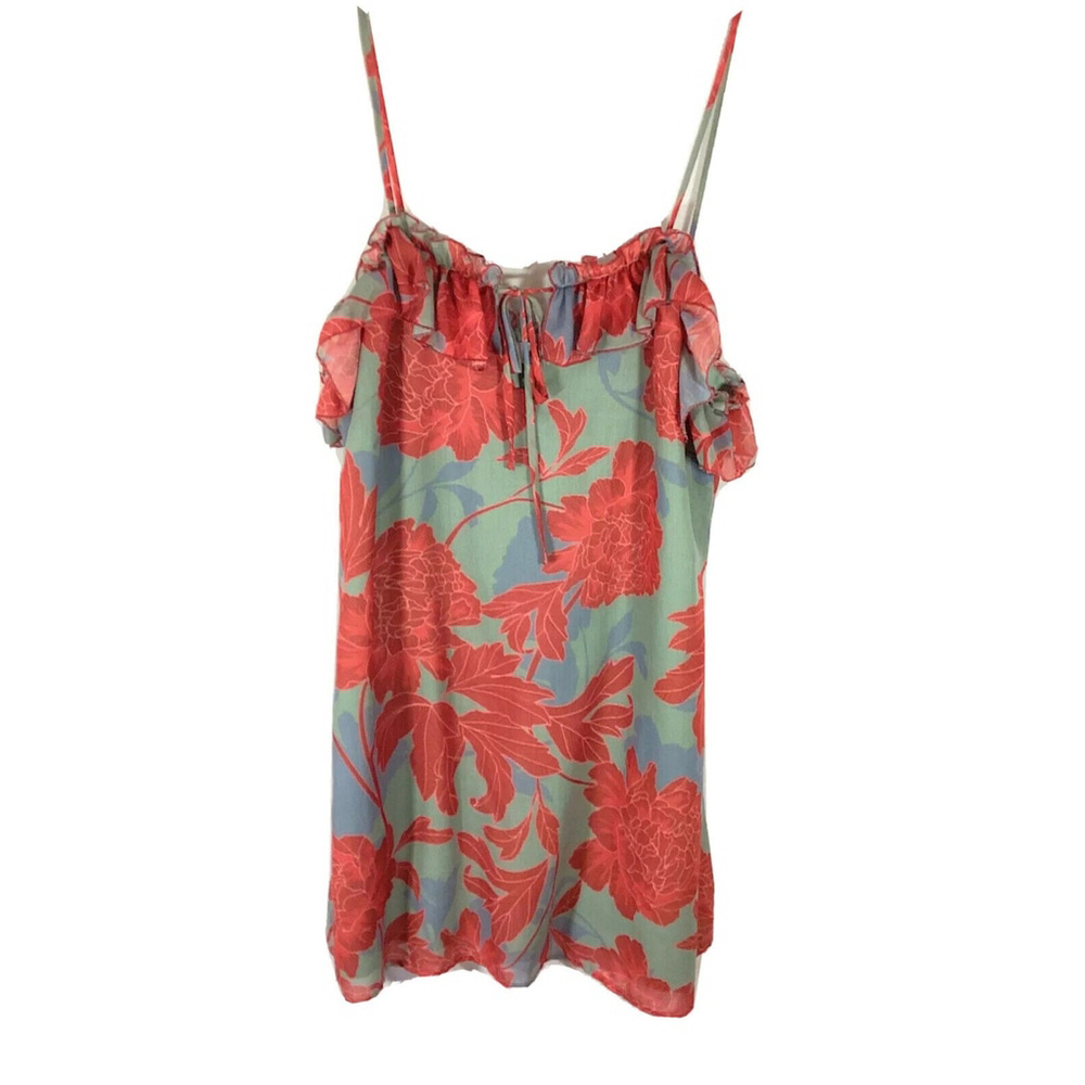 Red Carter Dress Women's Sz S Multicolor Ruffle Sleeveless Pullover Rayon